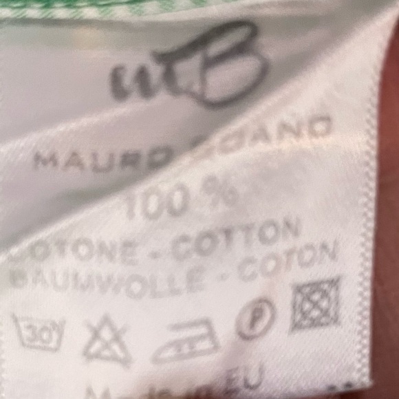 Mauro Boano green white micro check long sleeve button up shirt, sz M, altered - Picture 5 of 6